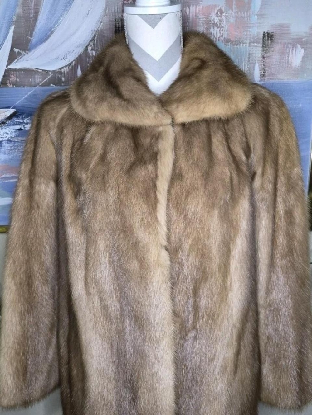 Vintage Classic Women's Brown Mink Fur Pea Coat